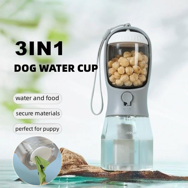 3-in-1 Portable Pet Cup (Water, Food & Waste Bags)
